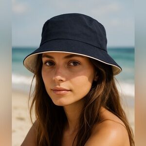 Helen Kaminski Black 100% Cotton Bucket Hat Medium